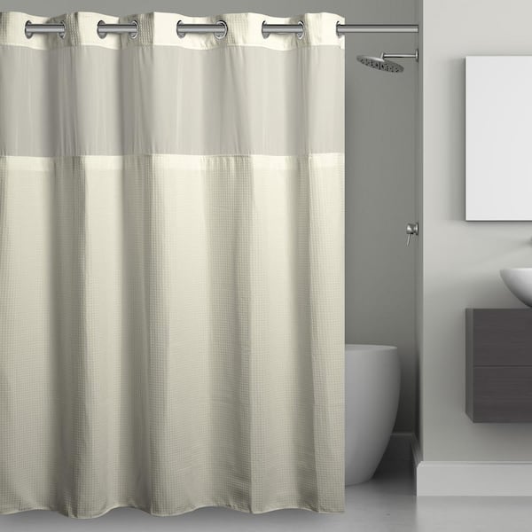 HOOKLESS Waffle 71 in. W x 74 in. L Polyester Shower Curtain in Cream  RBH52MY336 - The Home Depot