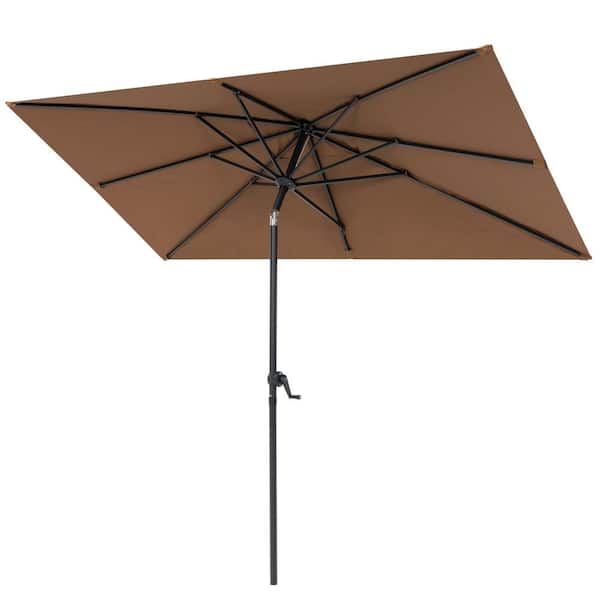 Crestlive Products 9 ft. x 5 ft. Aluminum Market Umbrella Tilt Patio Umbrella in Brown