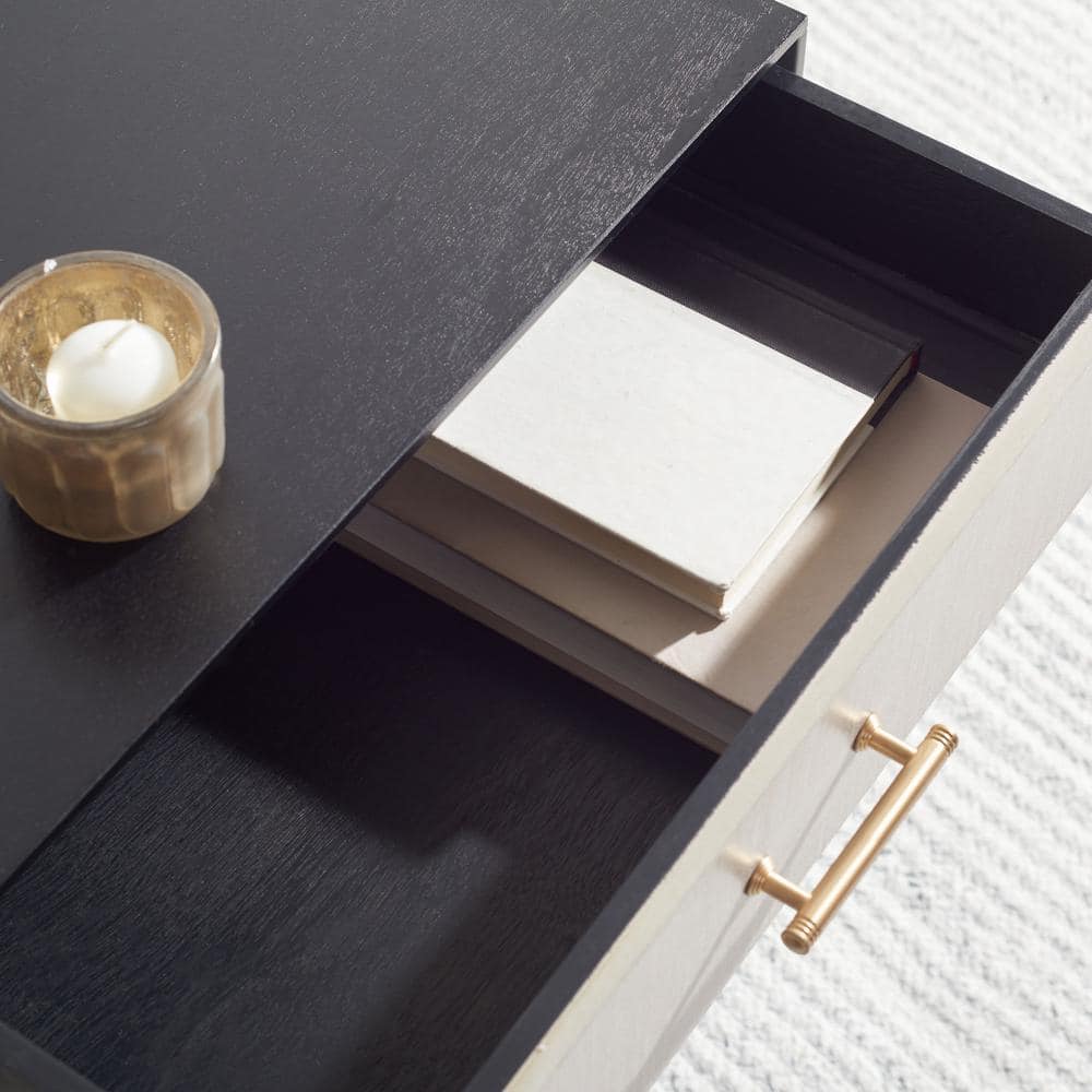 Estella Rustic Black Wood & Metal 1-Drawer Accent Table