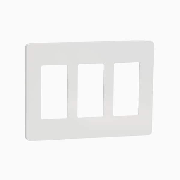 Square D X Series 3-Gang Standard Size Screwless Rocker Light Switch Wall Plate Cover Plate Matte White