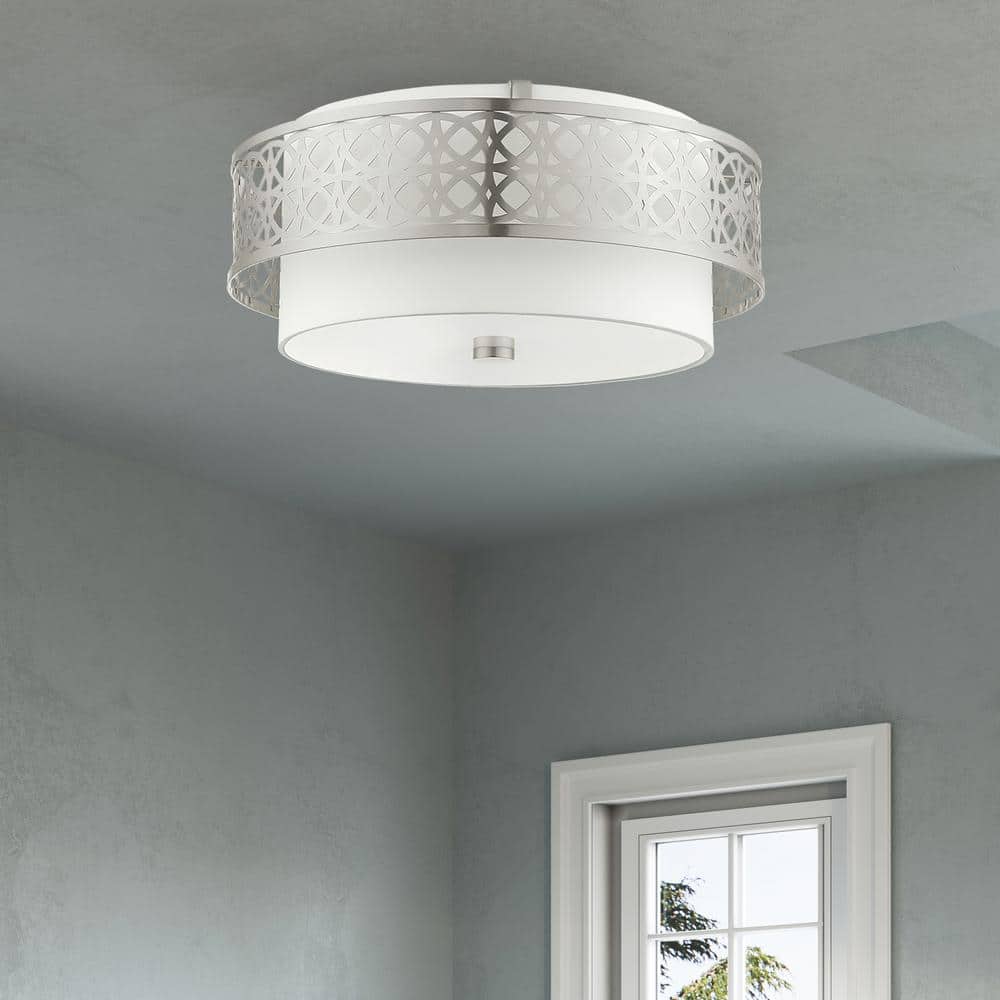 Calinda Brushed Nickel 4-Light Drum Semi-Flush Mount