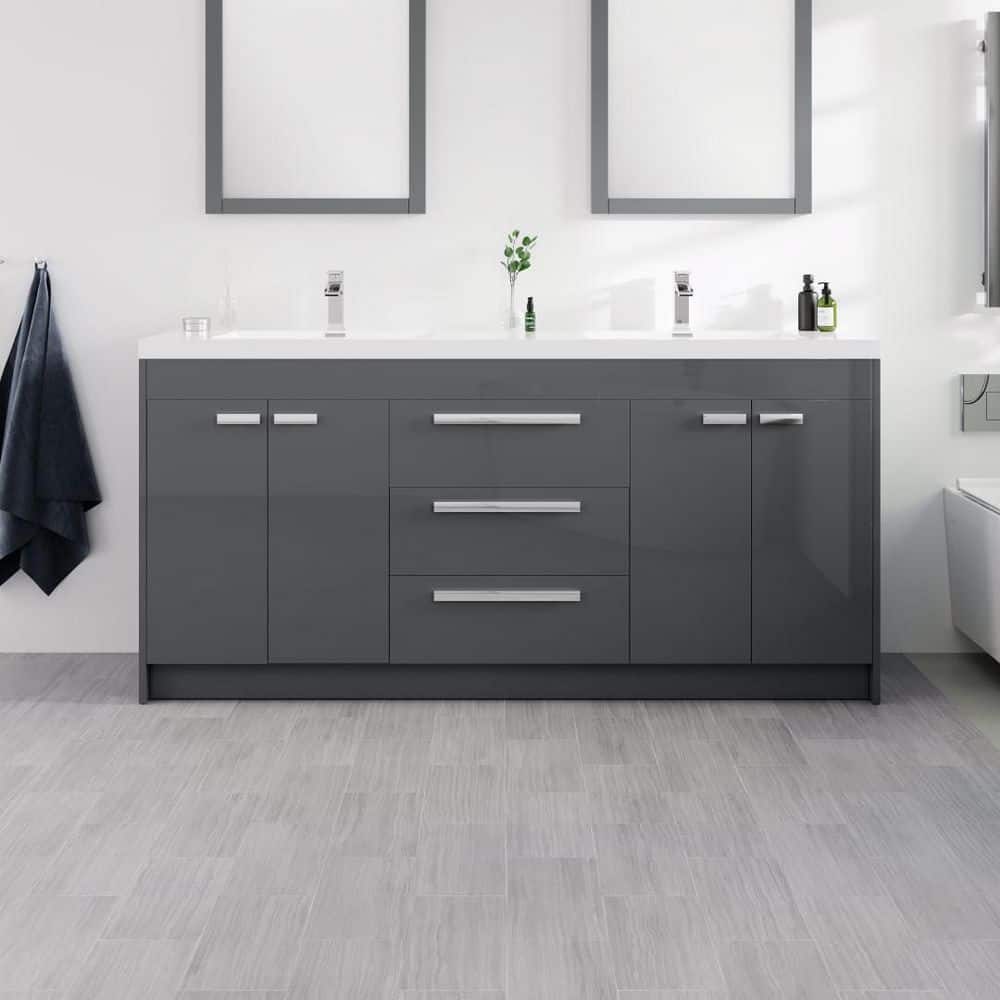 Eviva Lux 60 in. W x 21 in. D x 26 in. H Floating Bath Vanity in Rosewood with White Tempered Glass Top