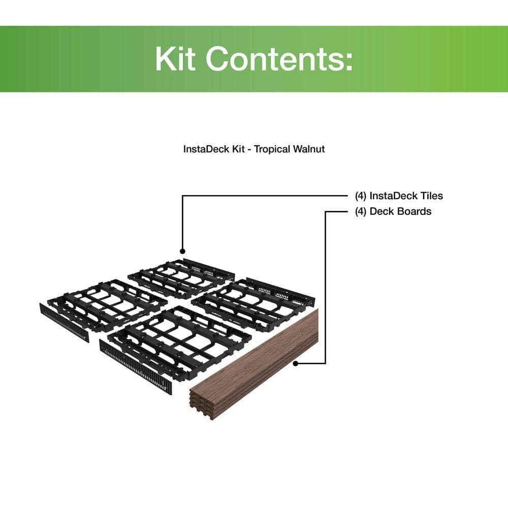 InstaDeck 4 ft. Walnut Composite Outdoor Flooring Kit