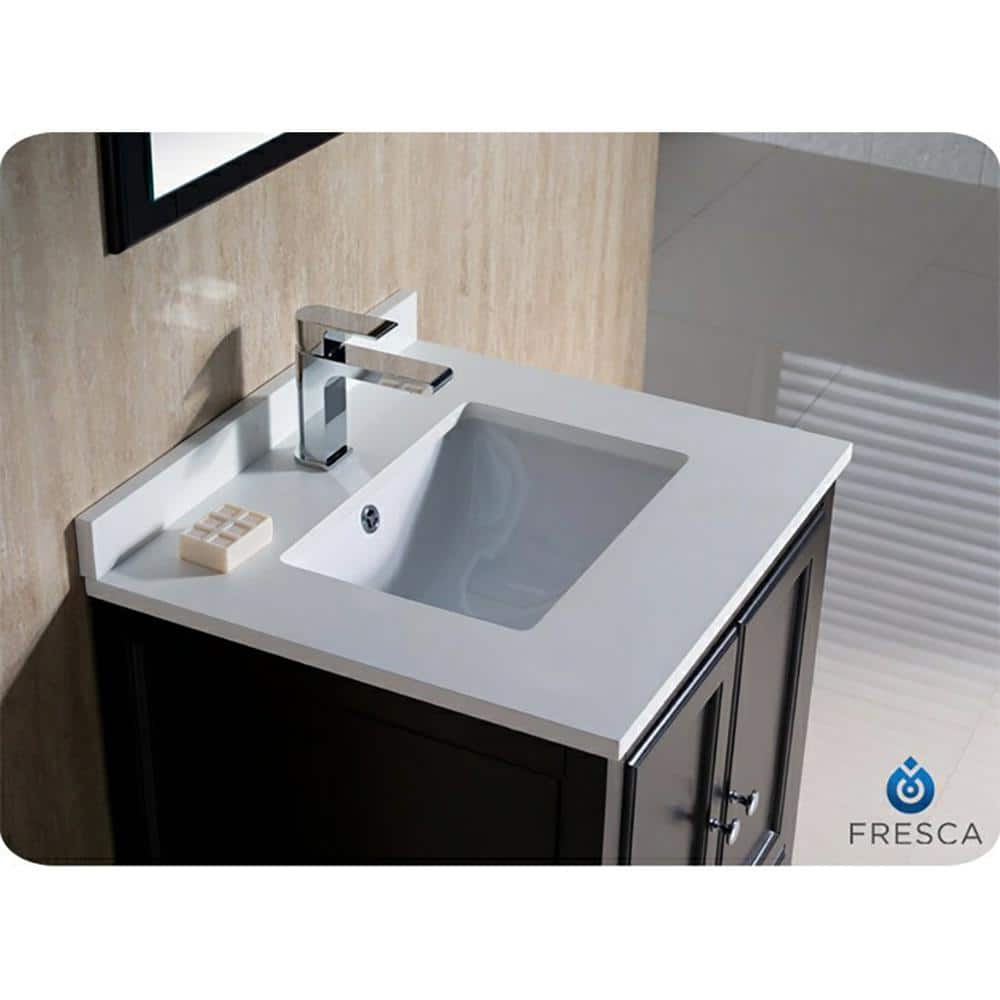 Espresso 24" Freestanding Single Sink Vanity with Quartz Top