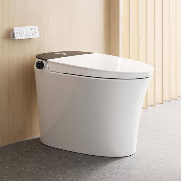 1.11 GPF Build-in Tank Elongated Smart Bidet Toilet in White with Heated Seat, Warm Water, Auto Flush, Black LED Screen