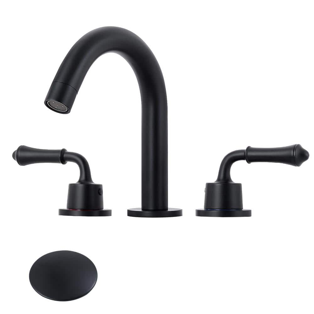 8 in. Widespread 2-Handle Bathroom Faucet with Drain Kit Included and All M