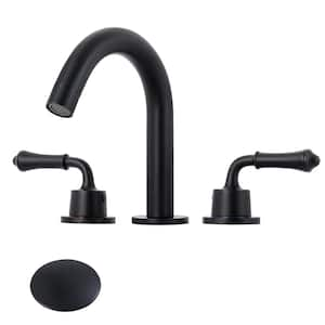 8 in. Widespread 2-Handle Bathroom Faucet with Drain Kit Included and All Mounting Hardware in Matte Black