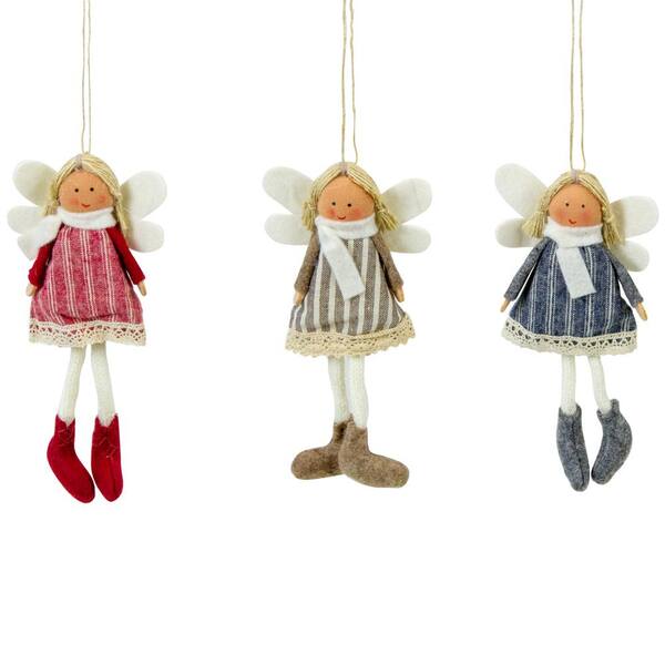 6 in. White Hanging Angel Doll Christmas Ornaments (Set of 3)