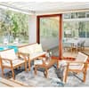 Chillrest 4-Piece Acacia Wood Patio Set - Cream Cushion