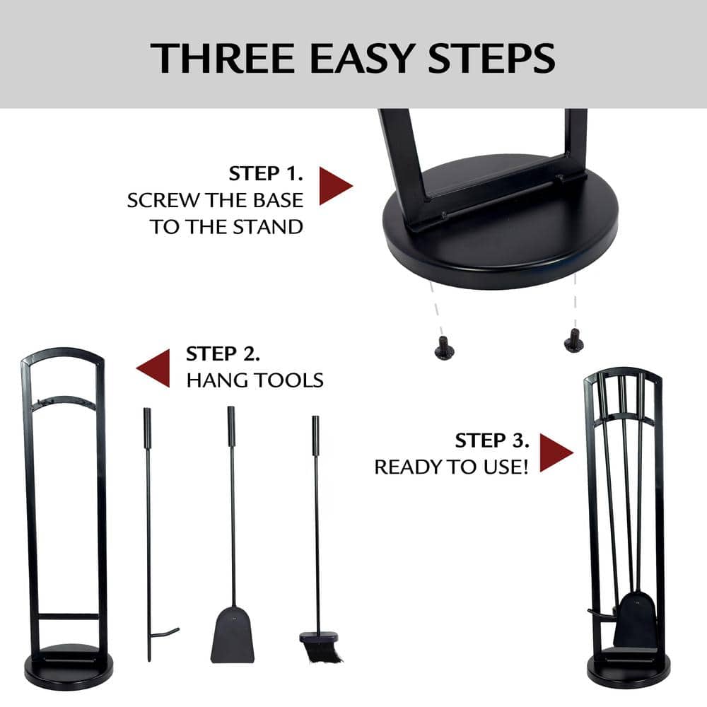 Pleasant Hearth Black Steel Arched Fireplace Toolset