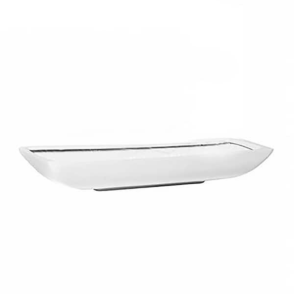 Vasesource Carlo 2.75 in. x 7.50 in. x 19.50 in. Glossy White Fiberstone Planter