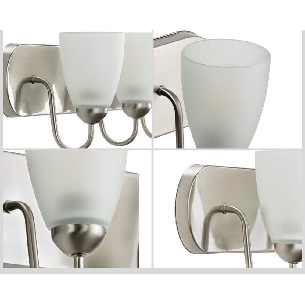 Brushed Nickel 24" 3-Light Dimmable Bath Vanity with Etched Glass Shades