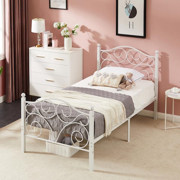 ベッドフレーム Single  bed plus  mattress and storage Amazon.com: QSOSTNS Single Bed,with Mattress and 4 Casters