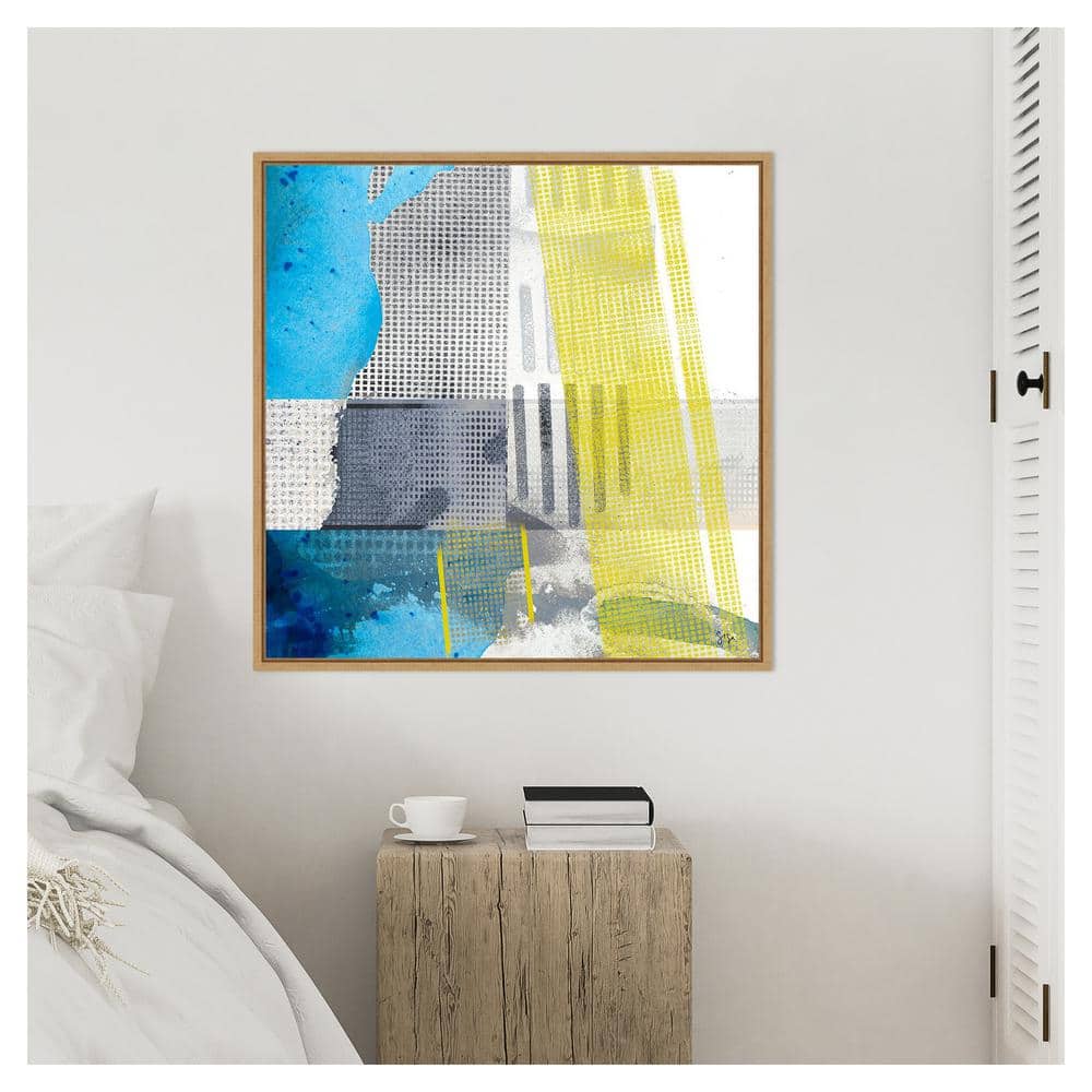 Origin Yellow I Abstract Canvas Print with Maple Frame