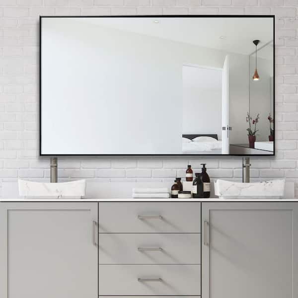 Bathroom Mirrors Neu-Type 51 in. x 31 in. Large Modern Rectangle Metal Framed Bathroom  Vanity Mirror-JJ00940AAF - The Home Depot
