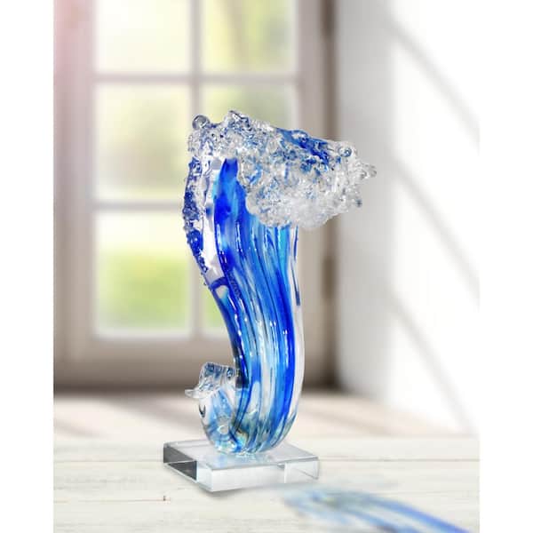 Dale Tiffany 11.5 in. Pacific Wave Handcrafted Art Irregular Glass