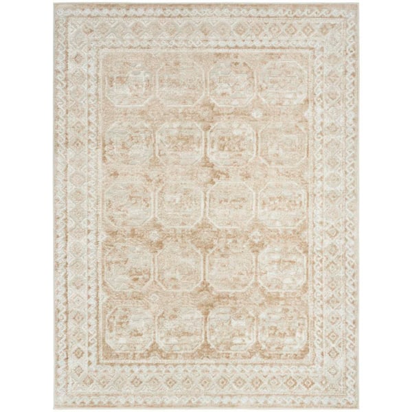 Nourison Dekor Cream Beige 4 ft. x 6 ft. Geometric Traditional Area Rug