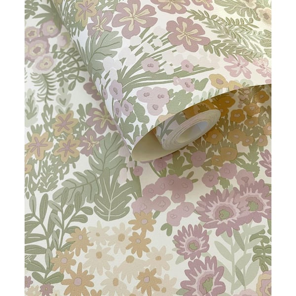 Walls Republic Cream Heather Bloomfield Ditsy Floral Wallpaper Print Non-Woven Non-Pasted Textured Wallpaper 57 sq. ft.