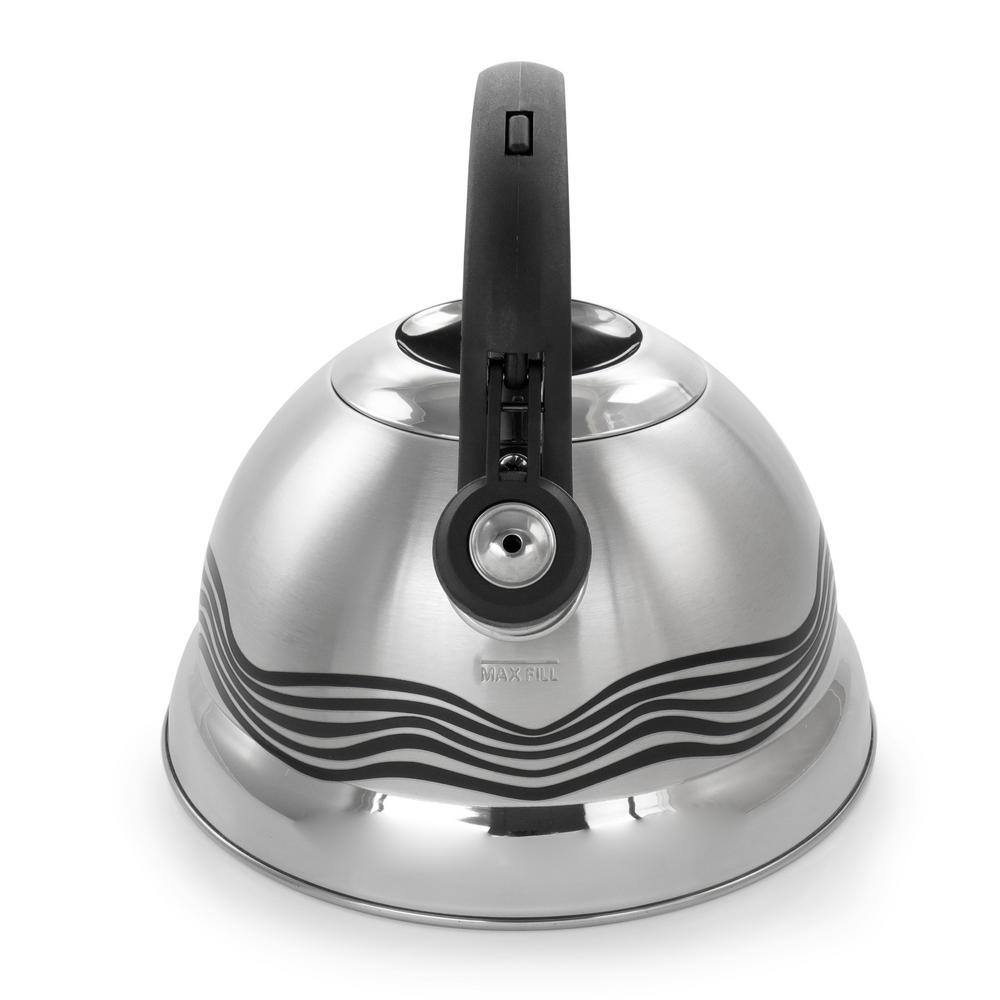 Cagliari 1.75 Quart Stainless Steel Whistling Tea Kettle with Color Changing Stripes