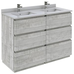 Formosa 60 in. W x 20 in. D x 35 in. H White Double Sinks Bath Vanity in Sage Gray with White Vanity Top and Mirrors