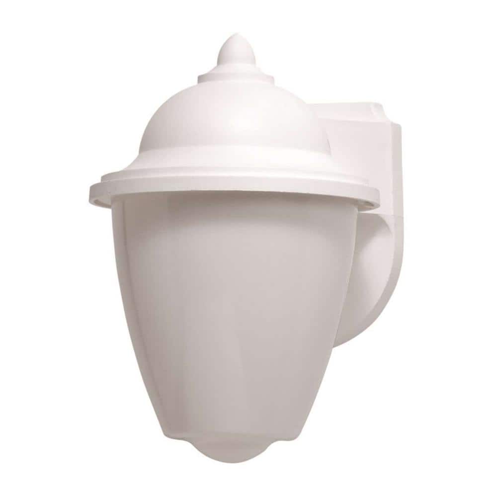 Park Point 9 in. White Composite Outdoor Hardwired Lantern Sconce with Opal Diffuser 4000K LED price history on PriceWatchPro