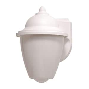 Porch and Utility Acorn 1-Light White 4000K Energy Star LED Outdoor Wall Mount Sconce with Durable White Acrylic Lens
