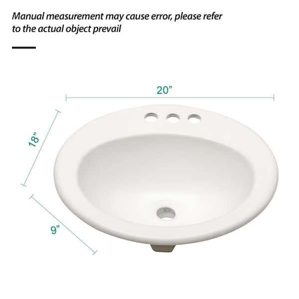 Miscool Anky 20 in. W Undermount Bathroom Sink in White