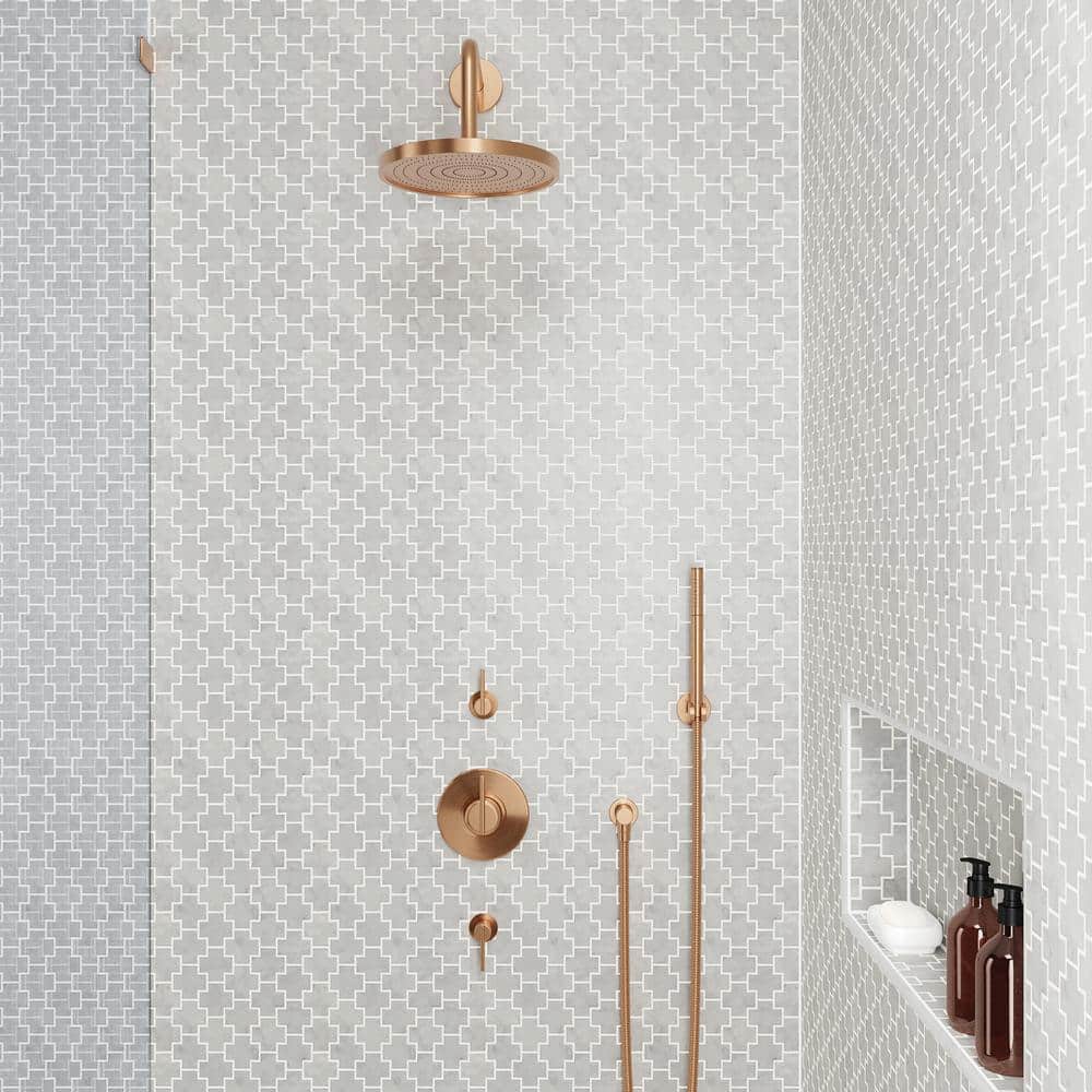 White Carrara Marble Cross Mosaic Wall and Floor Tile