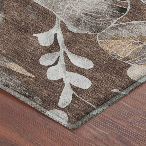Mayfield Premium Machine Washable Abstract AMF2260 Chocolate 10 ft. x 14 ft. Area Rug