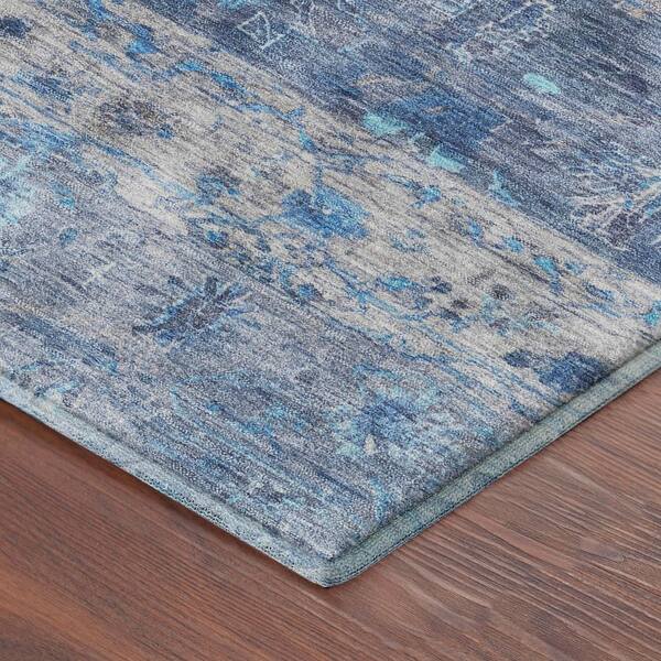 Mayfield Premium Machine Washable Abstract AMF2323 Navy 10 ft. x 14 ft. Area Rug
