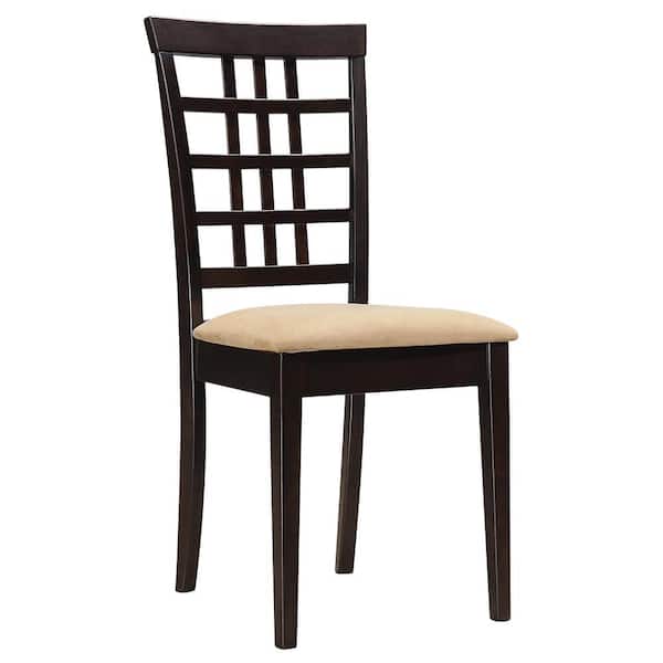 Coaster Kelso Cappuccino Fabric Lattice Back Dining Chairs Set of 2