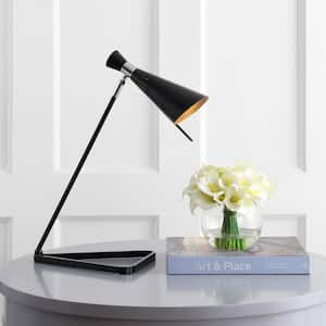 Padric 21 in. Black Arc Table Lamp with Gold Accent Shade