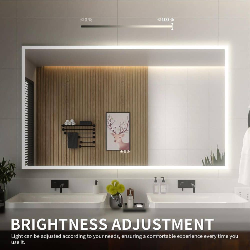 Clear 60" x 36" Frameless LED Bathroom Vanity Mirror