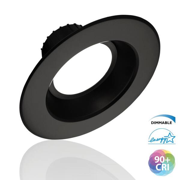 NICOR D-Series 6 in. Black 800 Lumen Integrated LED Recessed Trim Kit in 2700K