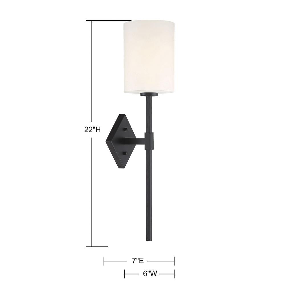 Destin Matte Black 1-Light Wall Sconce with Opal Glass Shade