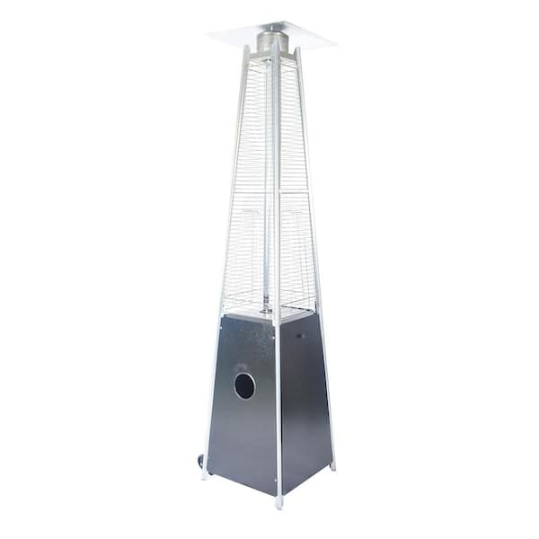 88in. H 40,000 BTU Steel Visual Flame Gas Patio Heater with Wheels