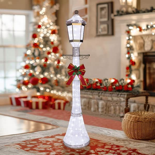 VEIKOUS 6 ft. 3D Post Light Outdoor Christmas Holiday Yard Decoration Cool White LED