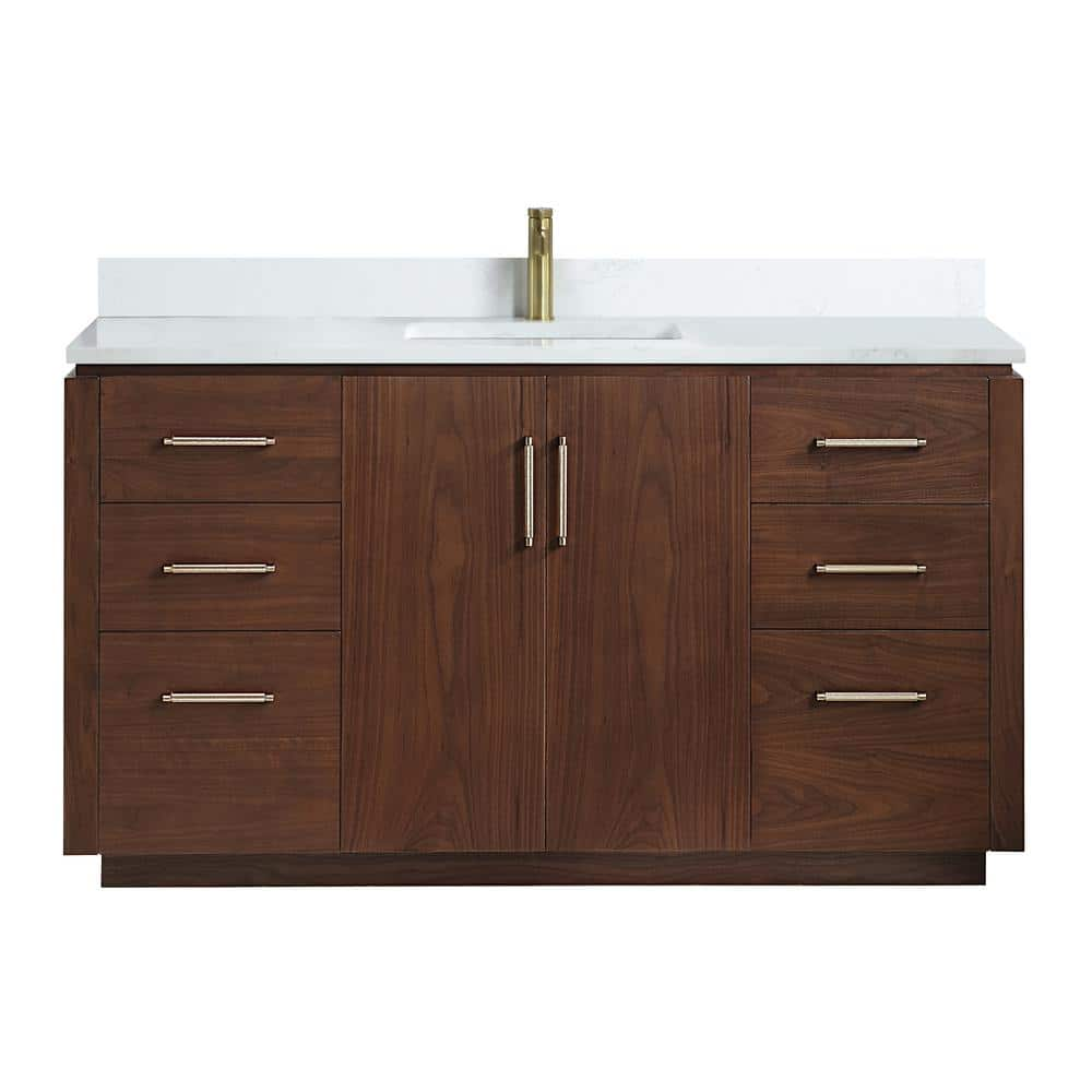 ROSWELL San 60 in.W x 22 in.D x 33.8 in.H Single Sink Bath Vanity in ...