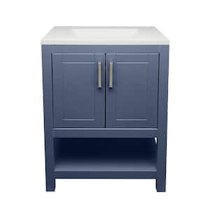 Taos 25 in. W x 19 in. D x 36 in. H Bath Vanity in Blue with White Cultured Marble Top Single Hole