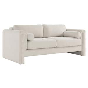 Visible 77 in. Square Arm Fabric Rectangle Sofa in Ivory