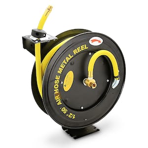 50 ft. x 1/2 in. Rubber Retractable Air Hose Reel Auto Rewind for Automotive Compressors
