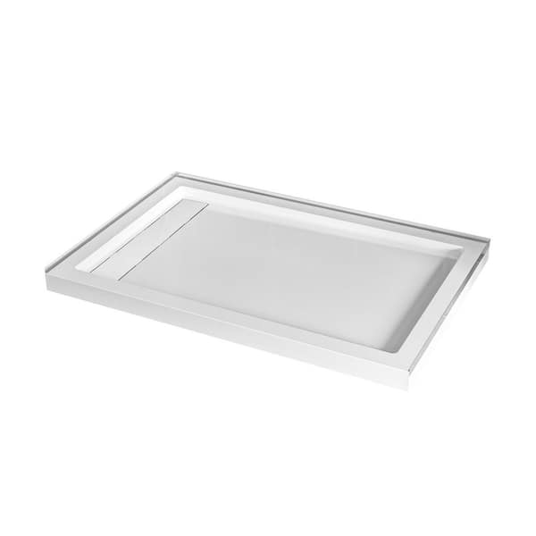 Carlton Plumbing Marquette 48 x 32 Alcove Shower Pan Base with Reversible Drain in Glossy White
