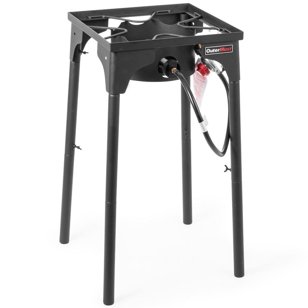 Black Steel Outdoor Single Burner with Adjustable Legs