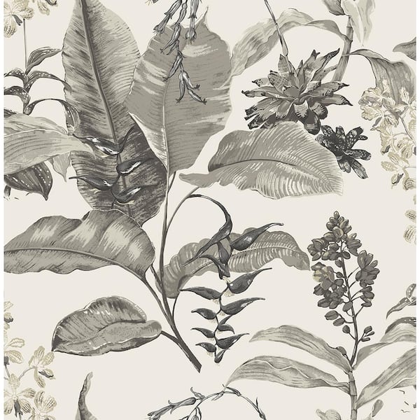 Kenneth James Maui White Botanical Paper Strippable Roll (Covers 56.4 sq. ft.)