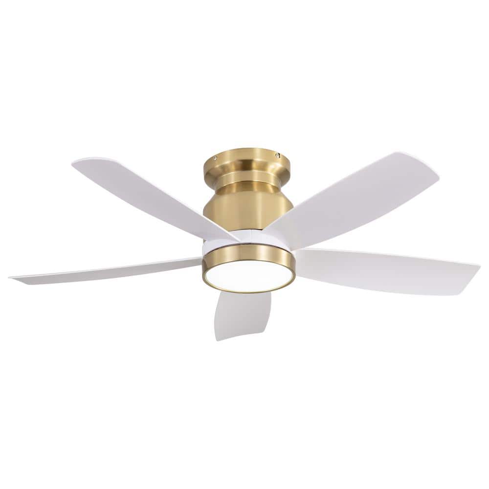 42 in. Indoor Gold Flush Mount Standard Ceiling Fan with LED Light 5-ABS Bl