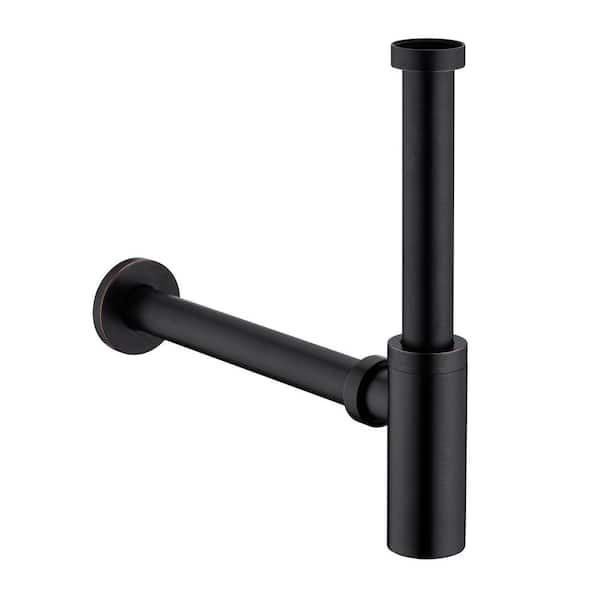 LUXIER Designer 1-1/4 in. Brass Round Bottle Trap in Oil Rubbed Bronze