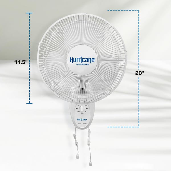 Hurricane 12 Fan Speeds Wall Fan in White with 90-Degree