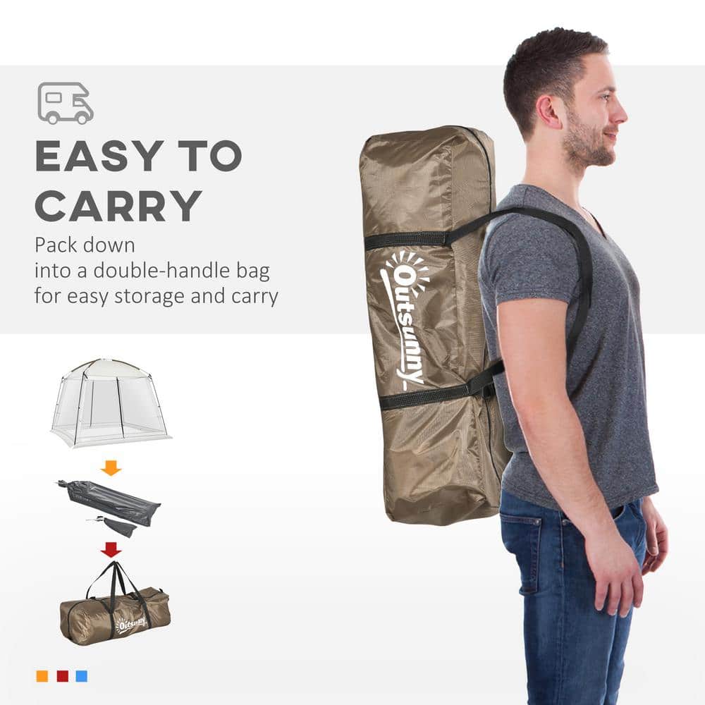 White 8-Person Summer Camping Screen House with Carry Bag