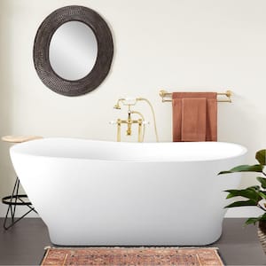 Minimalist 63 in. Slipper Tub cUPC Certificated Freestanding Bathtub in Glossy White in White