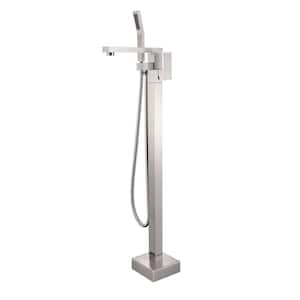 Single-Handle Freestanding Tub Faucet with Pressure-Balanced Control with Hand Shower in Brushed Nickel